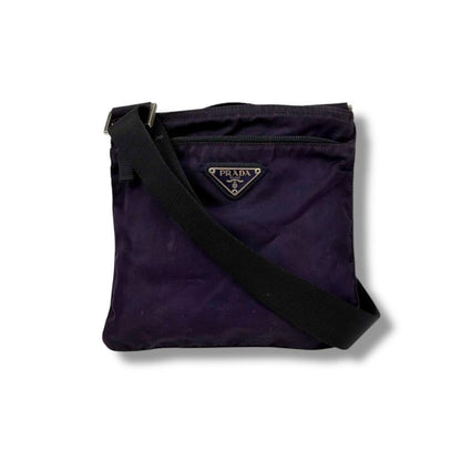 Prada Mini Shoulder Bag Pochette Triangle Logo Purple Tessuto Nylon