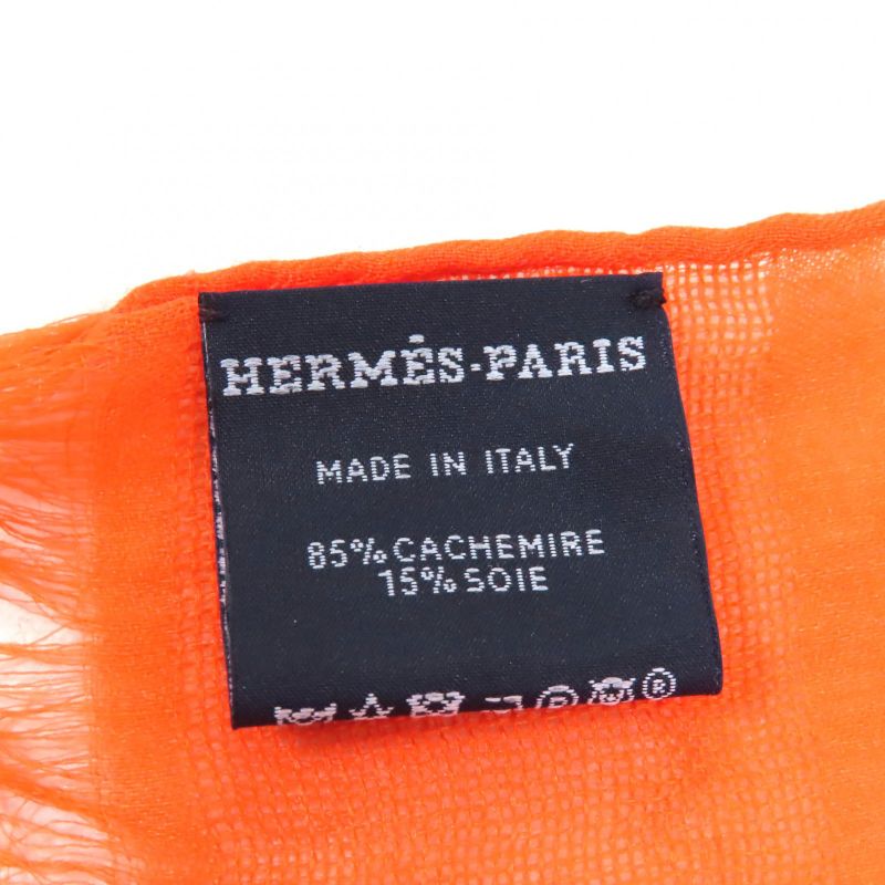 Hermes Carré 110 Cashmere Silk-blend Jacquard Serie Fringed Scarf Orange With