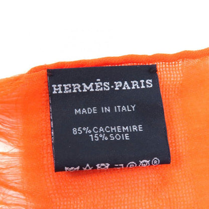 Hermes Carré 110 Cashmere Silk-blend Jacquard Serie Fringed Scarf Orange With