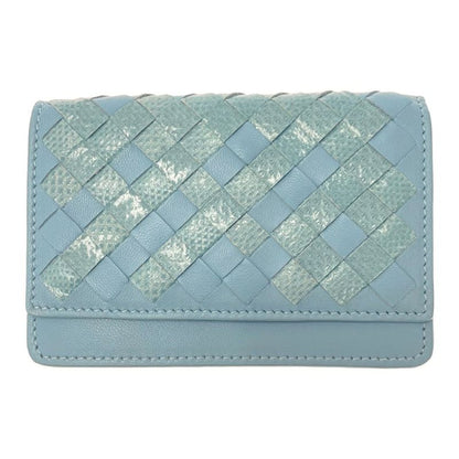 Bottega Veneta Leather Intrecciato Card Case Blue 371638 Card Case