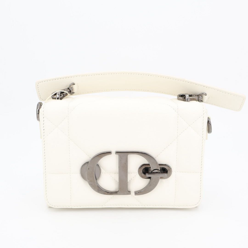 Christian DIOR Caro Chain Shoulder White Bag