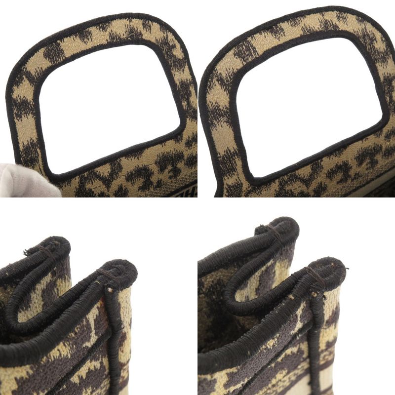 Christian Dior Book Tote Mini Leopard Canvas Beige Handbag 0760 Christian Dior