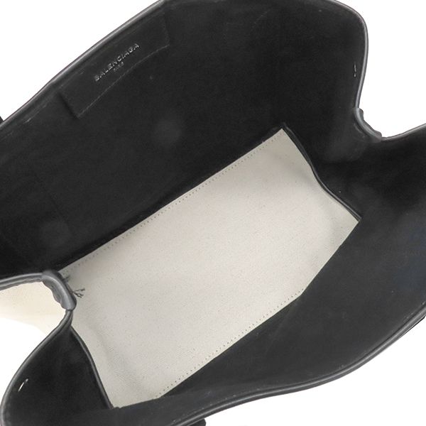 Balenciaga Tote Bag Navy Cabas Su Canvas Leather Ivory X Black Silver Hardware