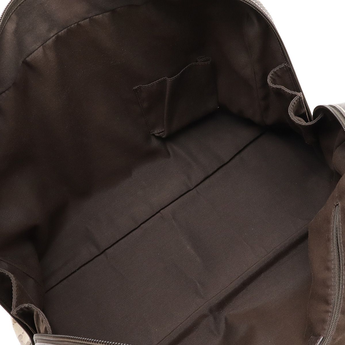 Gucci Sherry Boston Bag Handbag Coated Canvas Leather Khaki Beige Dark Brown