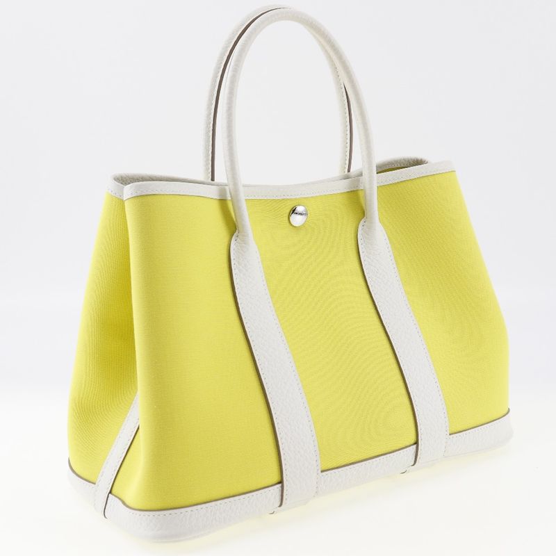 Hermes Garden Party TPM Toile Officier X Country Lime/cles Y Ladies Handbag