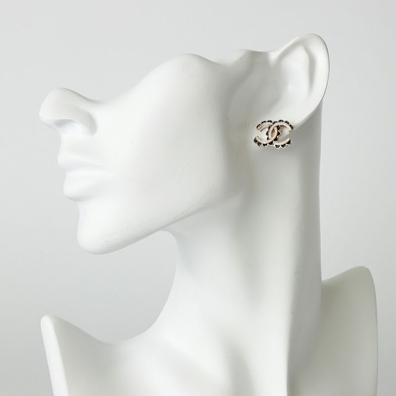 Chanel Earrings Stud Earrings Gold/white