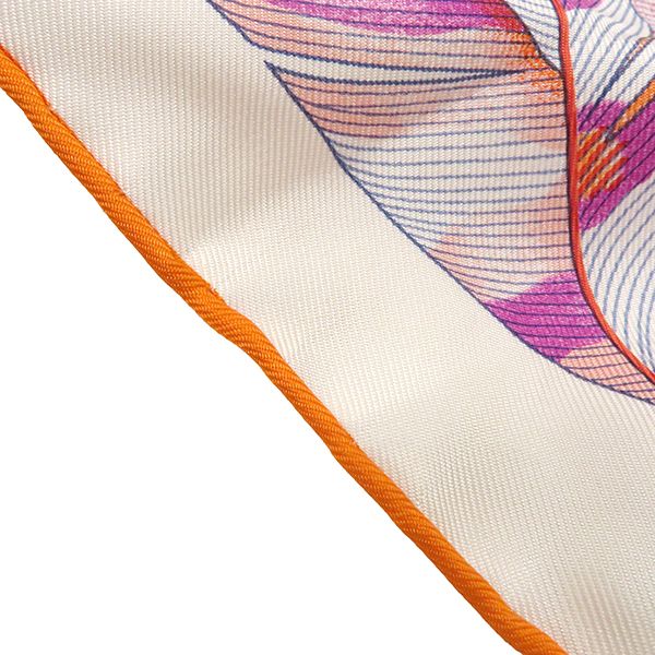Hermes Scarf Carre 90 Carre Silk White Coral and Palm [plumes En Fete