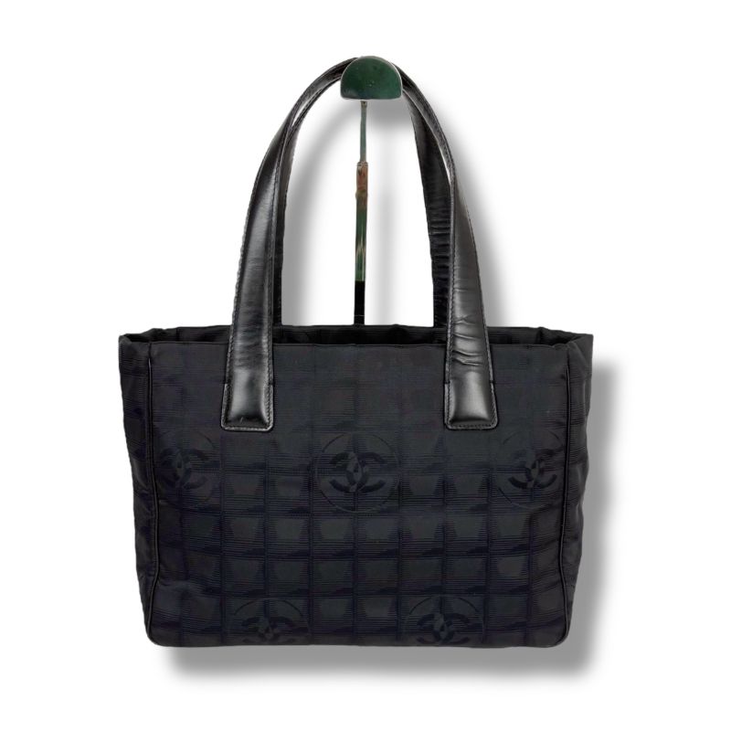 Chanel New Travel Line Mini Tote Bag Black Nylon Jacquard Shoulder Bag