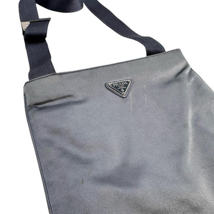 Prada Triangle Logo Pochette Silk Satin Shoulder Bag Prada Light Gray