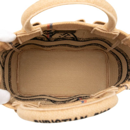 Dior Catherine Small Handbag Tote Bag Beige Multicolor Canvas Jute Women's Dior