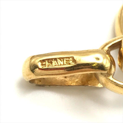 Chanel Round Logo Plate Chain Necklace Gold
