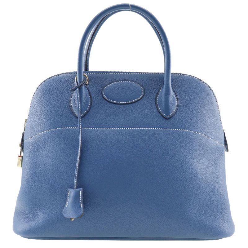 Hermes Bolide 37 G Engraved Taurillon Clemence Blue □G Ladies Handbag