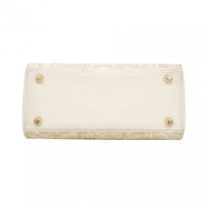 Christian Dior Handbag Lady Dior Dee Lite Canvas White Gold Chien Pan Gold