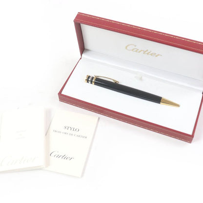 Cartier Trinity Twist Ballpoint Pen Black Gold Silver With Case