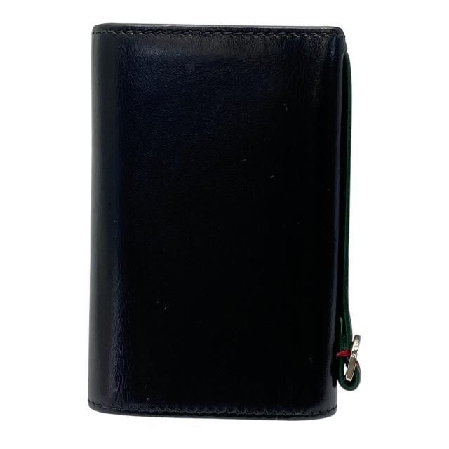 Gucci 131928 6-stack Key Case Key Ring Sherry Line Web Stripe Leather Black