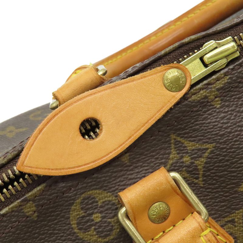 Louis Vuitton Handbag Speedy 30 Monogram Canvas Monogram Gold Hardware Brown