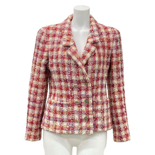 Chanel Jacket Size 40 M Ladies - P06313 Red X Ivory X Light Blue Long Sleeves /