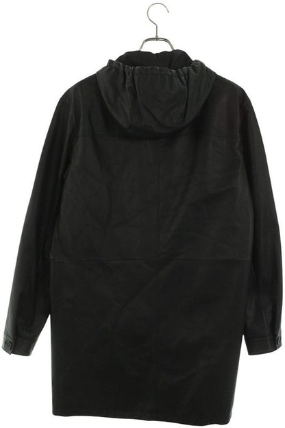 Prada Ups533 Leather Long Coat Men 46