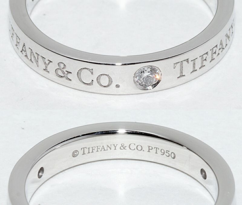 Tiffany & Co Ring Pt950 Diamond 3P (007ct) T&CO Band Ring With Flat Band Ring