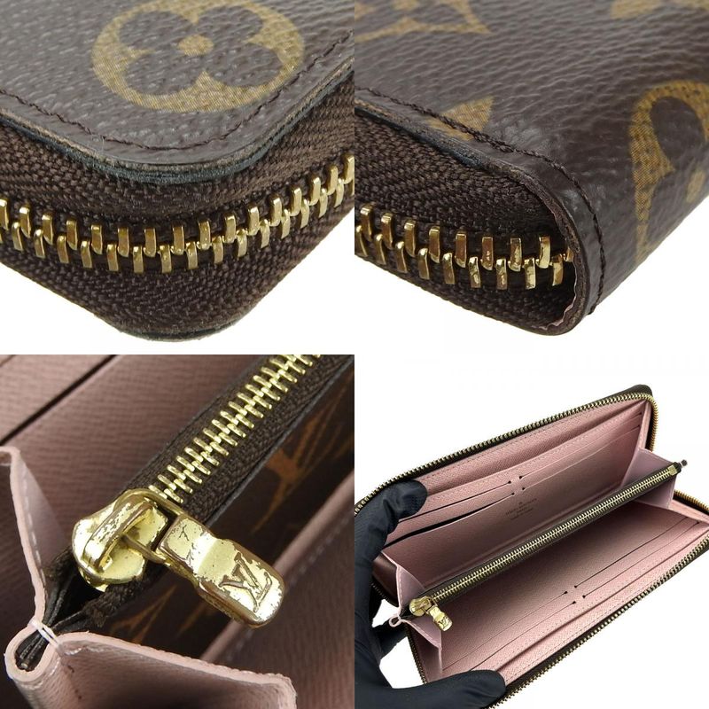 Louis Vuitton Portefeuille Clemence M61298 Monogram Rose Ballerine Brown Gold
