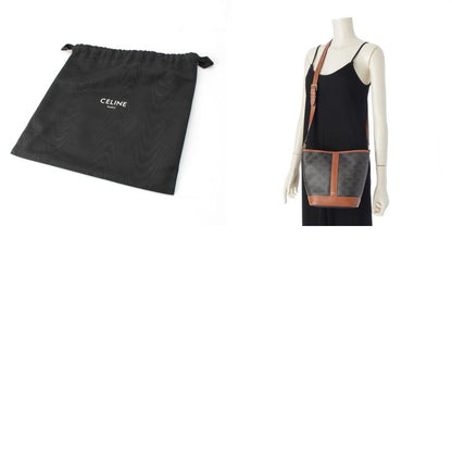 Celine Triomphe Small Bucket PVC Leather Shoulder Bag Brown