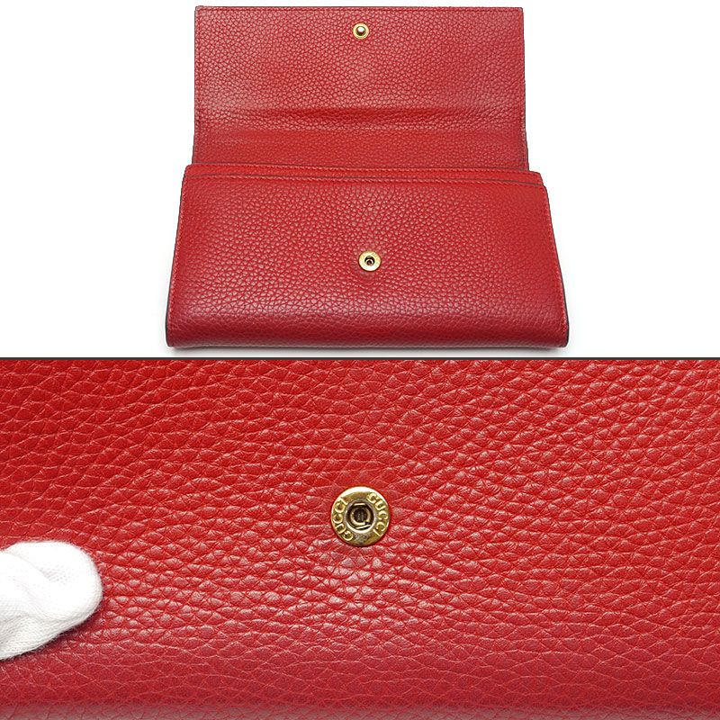 Gucci Animalier Continental Wallet 453164 Leather Red Women's Long Wallet