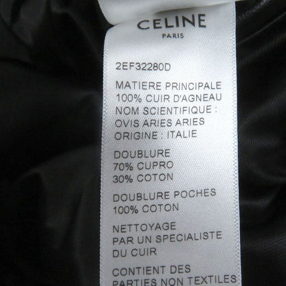 Celine 2ef32280d Cut-out Soft Lambskin Leather Jacket Blouson Black 48 Made In