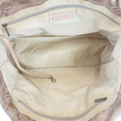Chanel New Travel Line Coco Mark Pink Beige Canvas/leather Tote Handbag Ladies