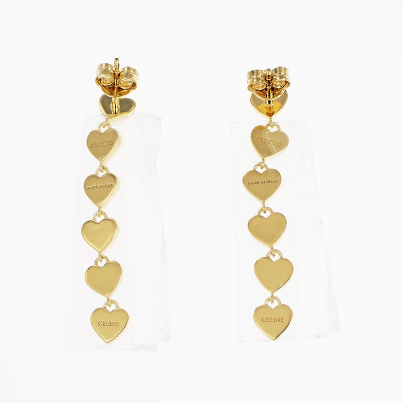 Celine Earrings Heart Logo Gold Color Pair Accessories Small Items