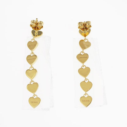 Celine Earrings Heart Logo Gold Color Pair Accessories Small Items