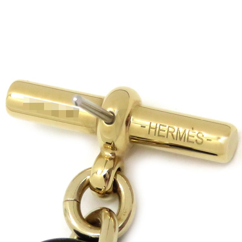 Hermes Earrings Sur Mer PM GP Buffalo Horn Beige X Black X Gold Hardware [box