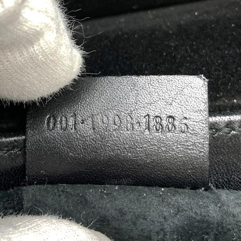 Gucci 001 1998 Handbag Bamboo 2WAY Leather Gold Hardware Black Ladies Formal