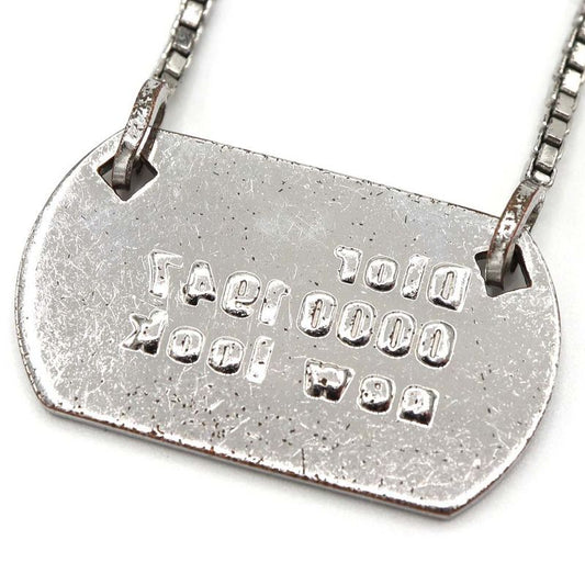 Christian DIOR Necklace Plate Dog Tag Silver Color Approx 9.5g Accessories H1685