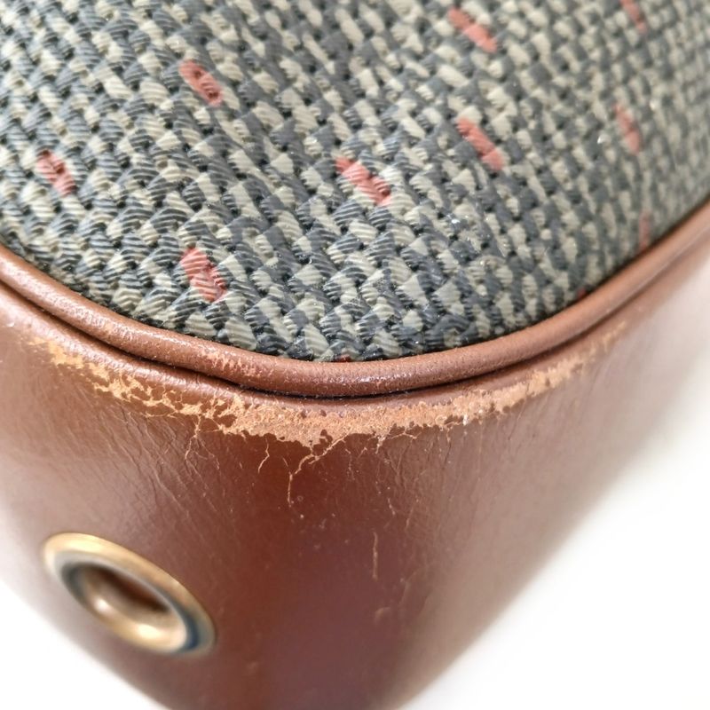 Yvessaint Laurent Shoulder Bag - Dark Gray And Brown Drawstring Shape Leather