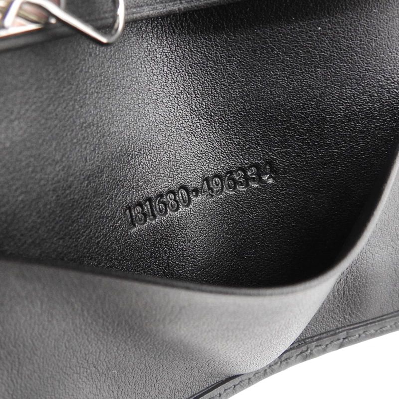 Gucci 181680 Guccissima Interlocking G 6-stack Leather Key Case Black Silver