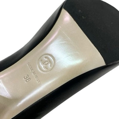 Chanel Boots Short Boots Shoes Leather Black Lace Up Pearl Booties