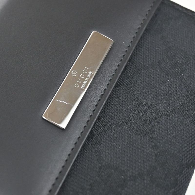 Gucci Wallet GG Bifold Wallet Black Canvas Leather 35ka628