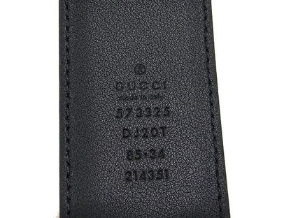 Gucci 573325 Leather Gold Hardware Belt Size 85.34 Business Gentlemen