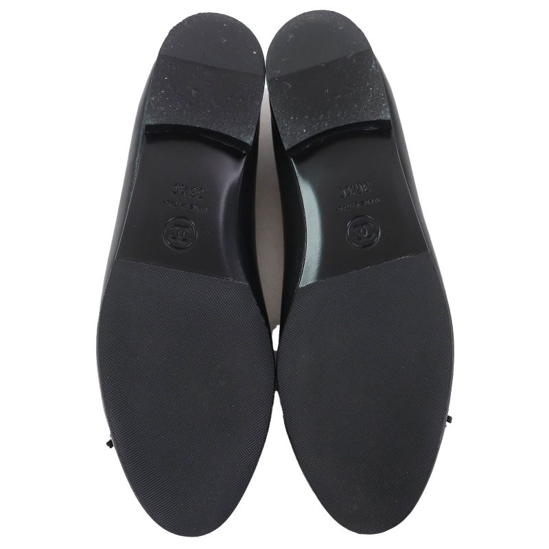 CHANEL G02819 Ballerina Coco Mark Ribbon Patent Leather Use Leather Flat Shoes