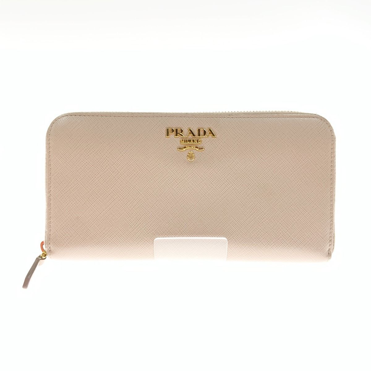 Prada Saffiano Leather Wallet Round Zipper Long Wallet 1ml506 Beige