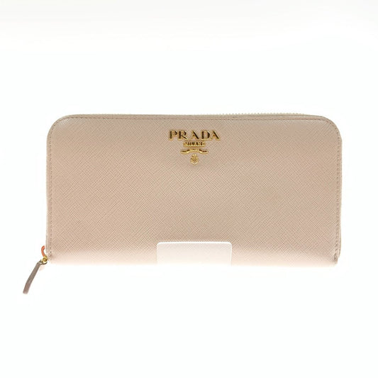 Prada Saffiano Leather Wallet Round Zipper Long Wallet 1ml506 Beige