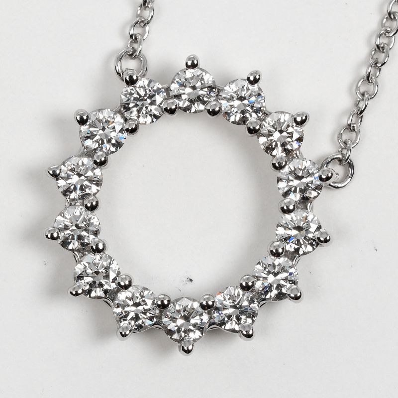 Tiffany & Co Open Circle Small Pt950platinum × Diamond Ladies 2.93g Necklace