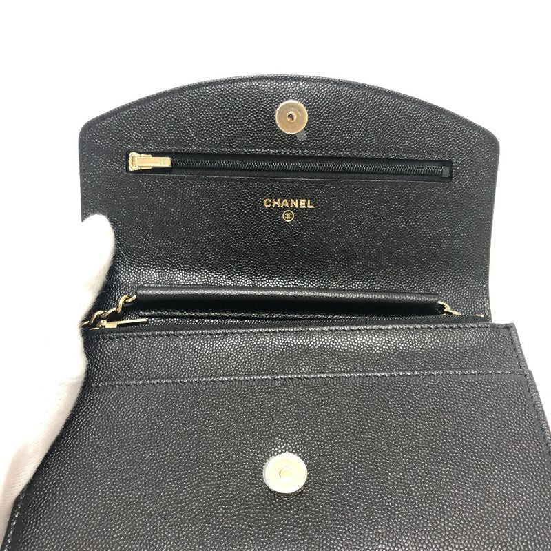 Chanel Shoulder Bag Coco Mark Caviar Skin Black
