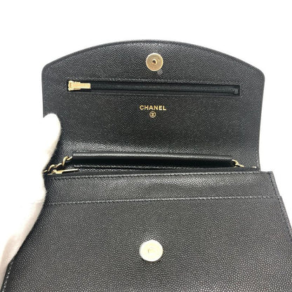Chanel Shoulder Bag Coco Mark Caviar Skin Black