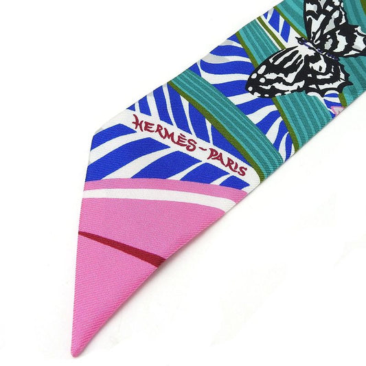 Hermes Twille Scarf Jaguar Quetzal 100% Silk Green Red Blue Multicolor Small
