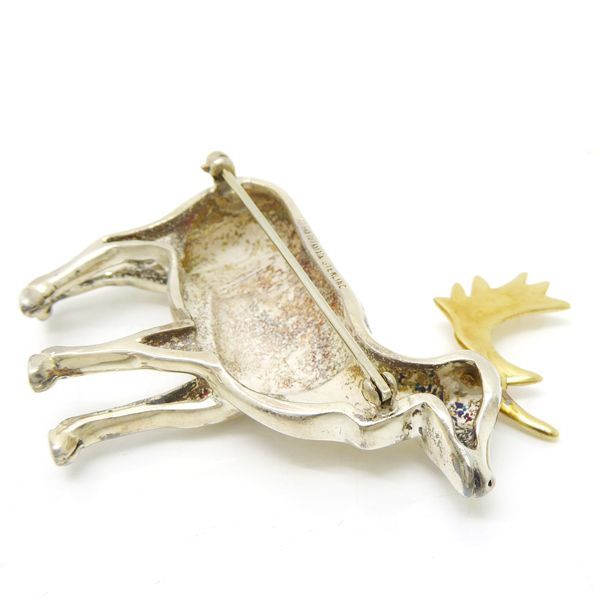Tiffany & Co Silver Brooch 1988 Reindeer Sv+yg Sterling Vintage Tiffany & Co