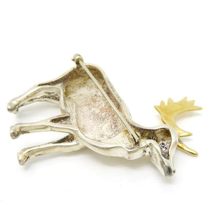 Tiffany & Co Silver Brooch 1988 Reindeer Sv+yg Sterling Vintage Tiffany & Co
