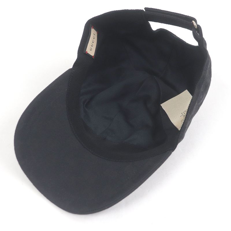 Gucci 576253 GG Canvas Logo Patch Baseball Cap Hat Black M/58cm (22.83in) Made