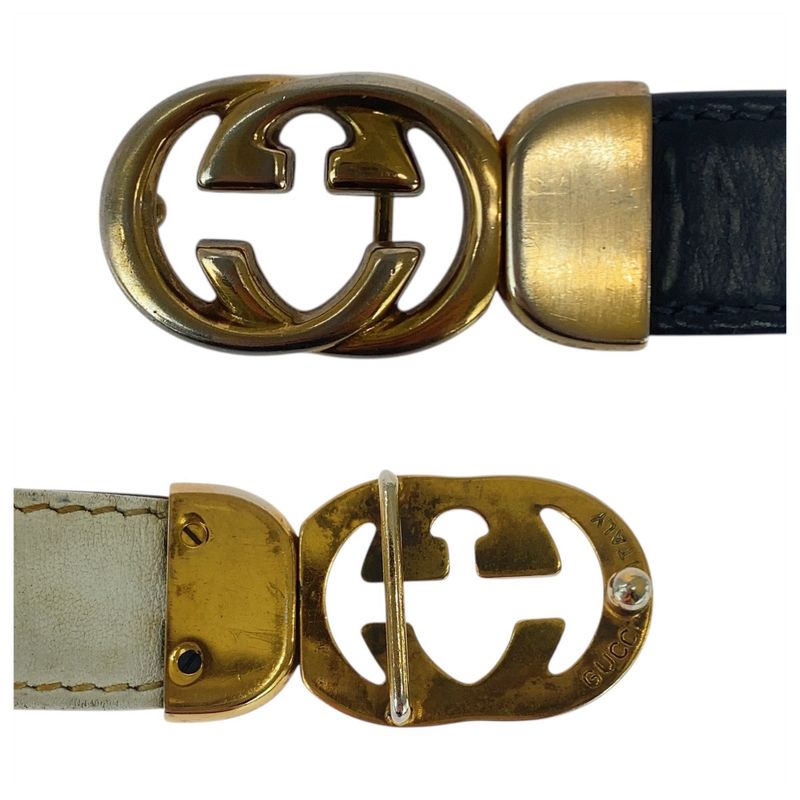 Gucci Vintage Interlocking Old Gucci 70cm (2756in)28" Navy 037 084 0054 Belt