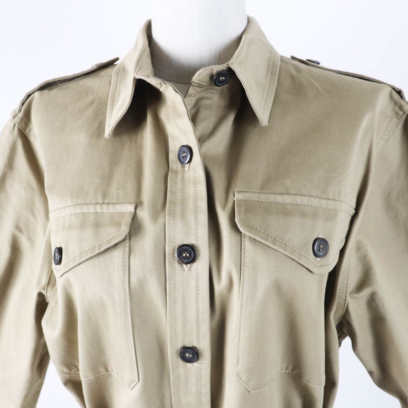 Prada 2023 P293ht Cotton Linen Triangle Logo Belted Short Sleeve All-in-one/jum